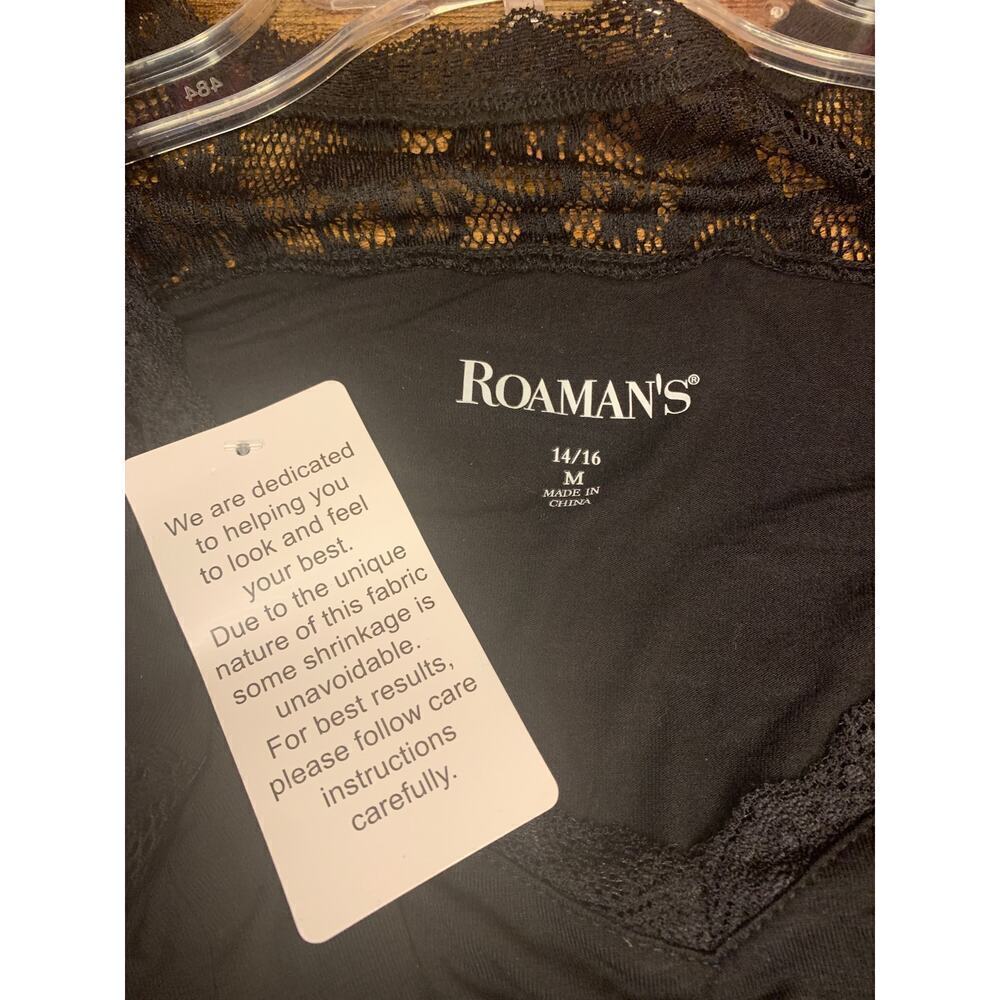 ROAMAN’S Women’s Black Top with Lace Sleeves / Size: 14-16 - Picture 3 of 8
